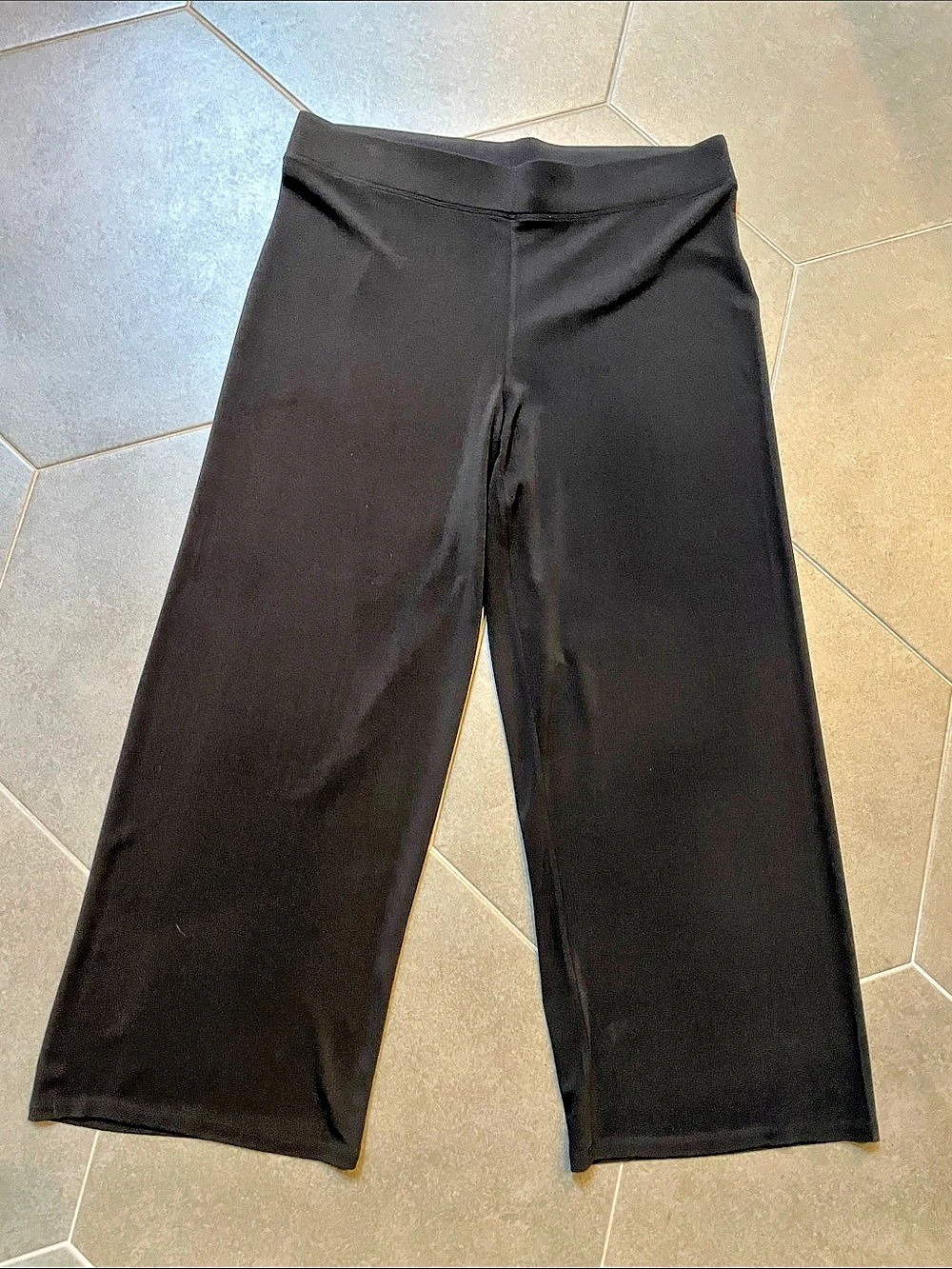 Eileen Fisher Silk Georgette Wide Leg Pants in Black M